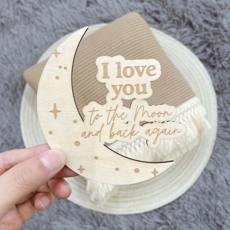 13pcs/set Baby Wooden Milestone Cards Souvenir Moon Card Monthly Record Card