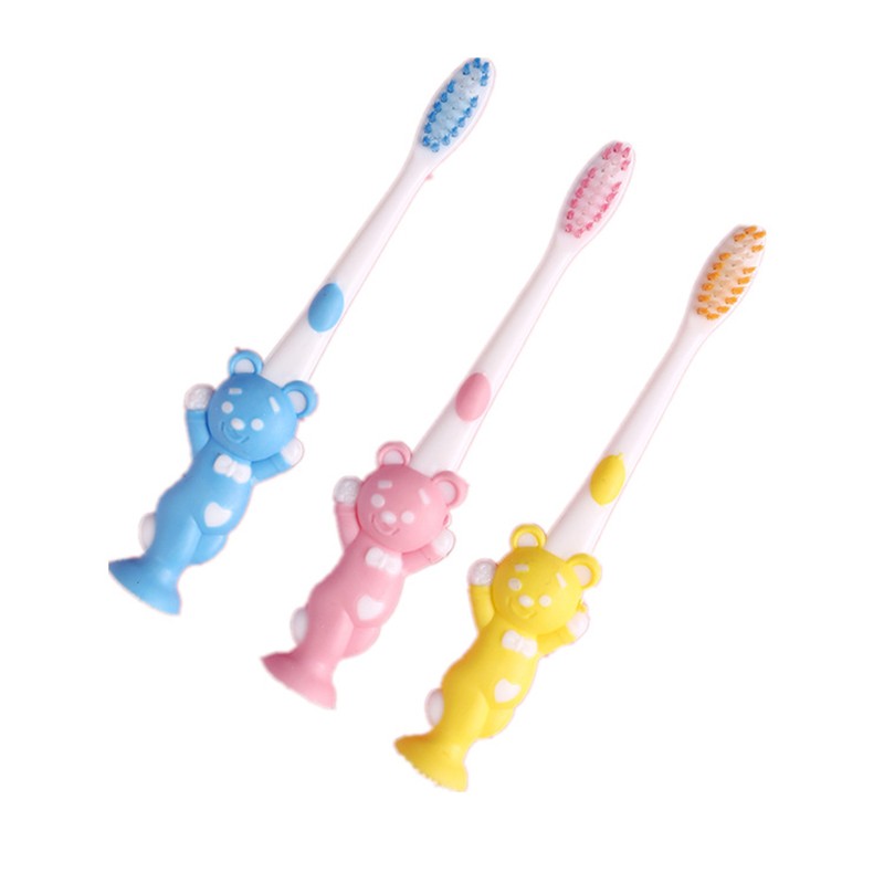 4psc/set Children's Toothbrush with Bamboo Charcoal Soft Hair Little Bear and Rabbit Cartoon Dental Care Manual Toothbrush