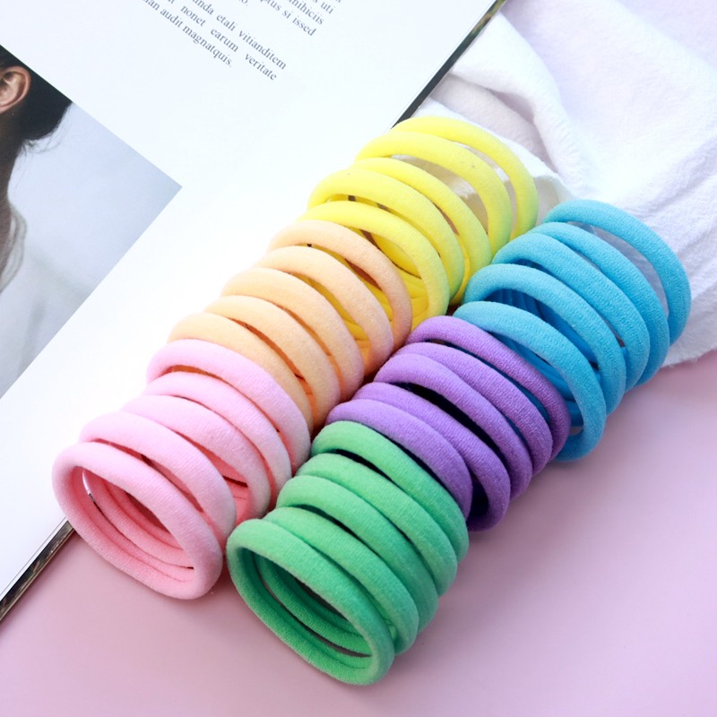 50pcs Set Colorful Girl Ornament Nylon Elastic Hair Bands Ponytail Hair Accessories Holder Rubber Bands Scrunchie Headband