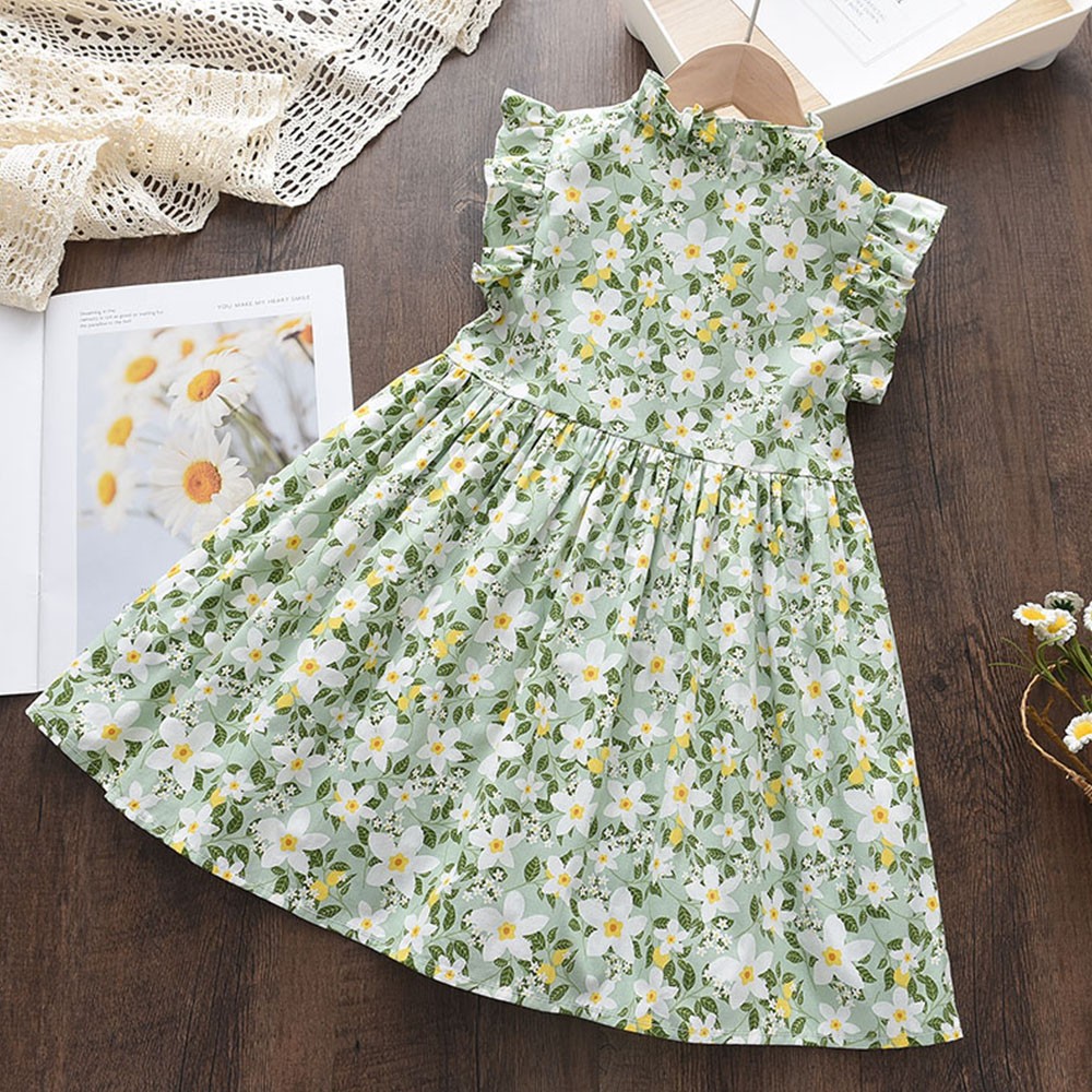 Keelorn Kids Clothing Girls Dress 2022 Girls Summer Cotton Dresses Outfits Flower Casual Dresses Sweet Toddler Girl Pink Clothes