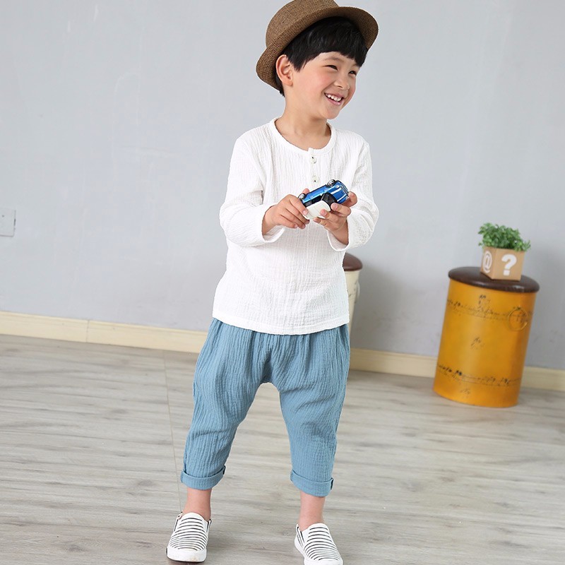 Children T-shirt Fashion Linen Pleated Boys T-shirt Children T-shirt 2022 Summer Baby Boys Girls T-shirt Children Kids Clothes