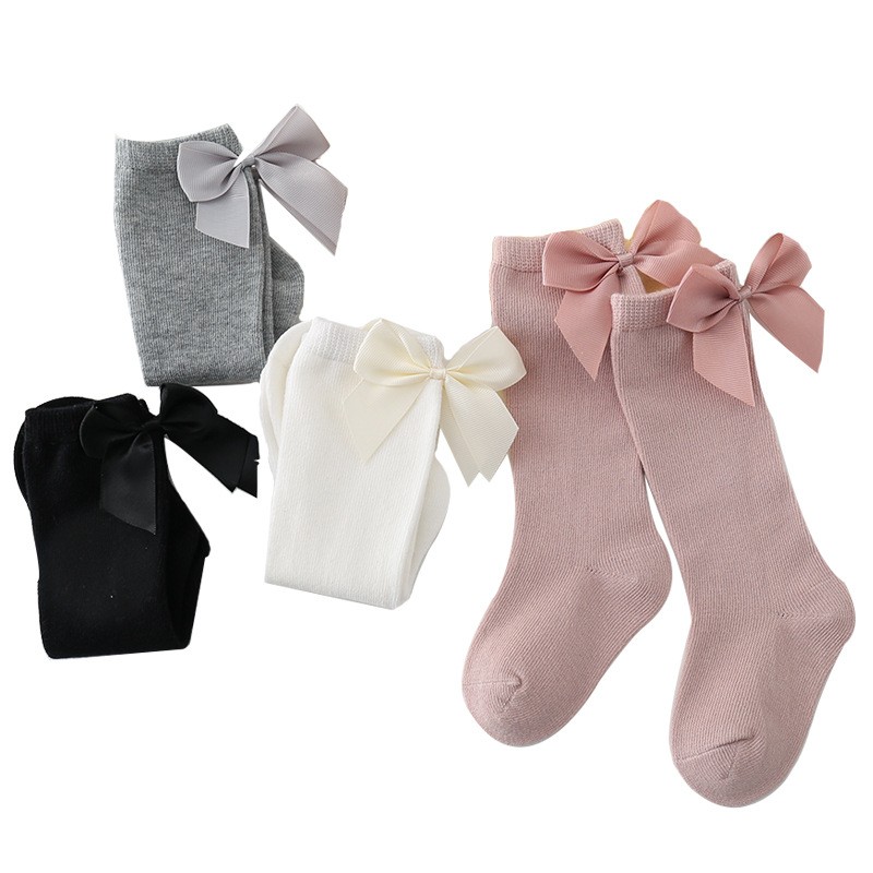 Baby Girls Socks New Toddlers Big Girl Bow Knee High Long Soft Kids Socks Bowknot 100% Cotton 0-3 Years Newborn Socks