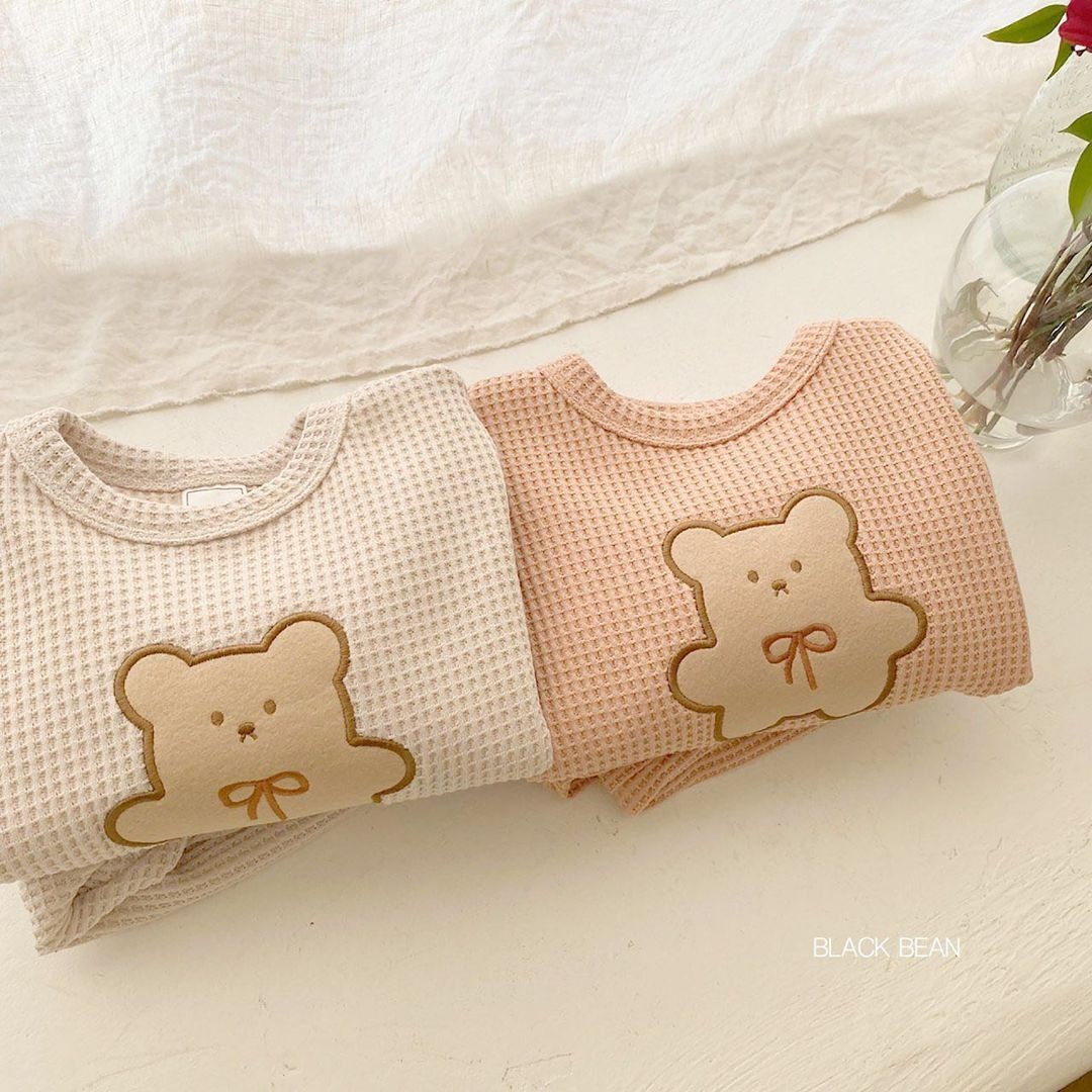 2022 New Children's Casual Clothes Set Boys Girls Bear Sweatshirt + Pants 2 Pieces Suit Solid Color Cotton Kids Baby Clothes