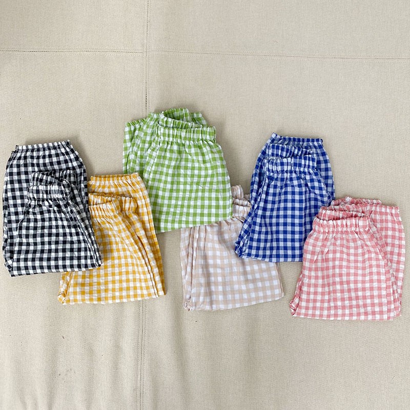 MILANCEL 2022 summer kids plaid pants casual pants boys and girls thin pants ninth