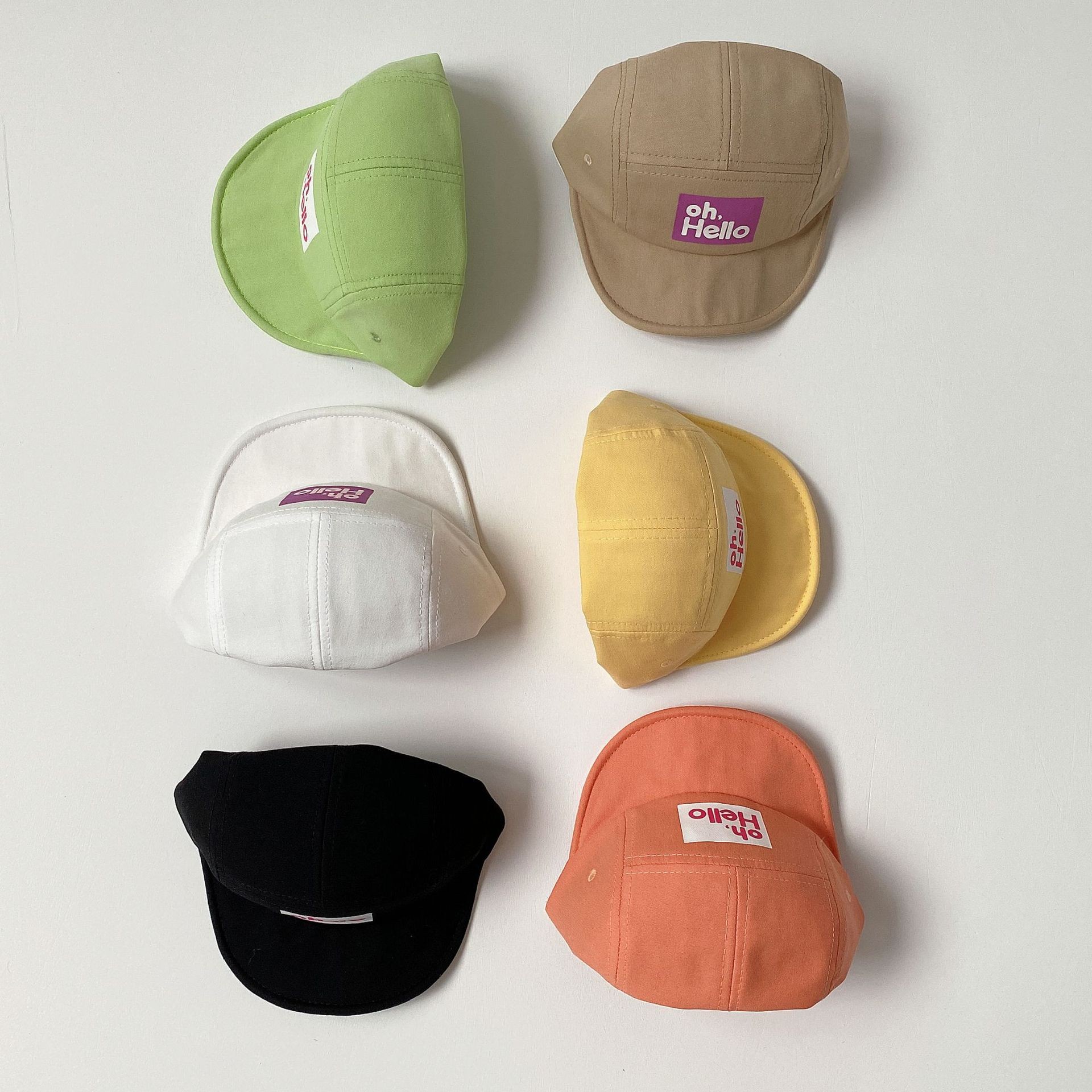 New Summer Candy Color Baby Baseball Hats Oh.Hello Print Kids Boys Girls Outdoor Sun Hats Cotton Autumn Peaked