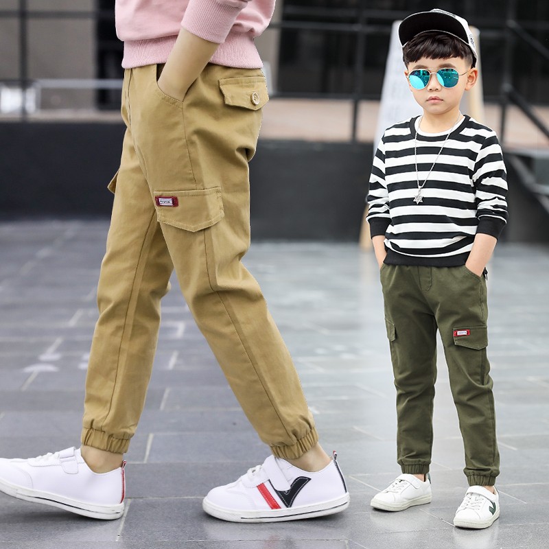 Boys Pants 2022 Autumn Cotton Long Kids 3 5 10 14 Years Children Pants New Style High Quality Pantalones Causal Cargo Pants