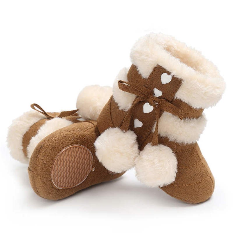 2019 Winter Snow Baby Boots 7 Colors Warm Fluff Balls Indoor Coton Soft Rubber Sole Infant Newborn Baby Boy Boots