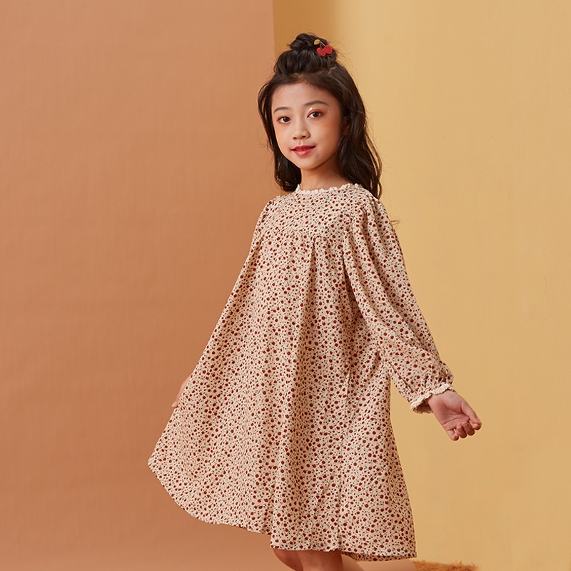 Ton Lion Kids Spring Cute Casual Fashion Long Sleeve Dress Elastic Round Neck Girls Princess Dress Kids