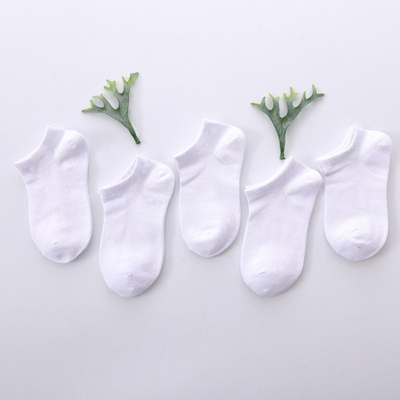 5 Pairs/Pack White Socks Toddler Toddler Short Spring Style Solid Thin Soft Socks for Boys Girls Clothing Accessories