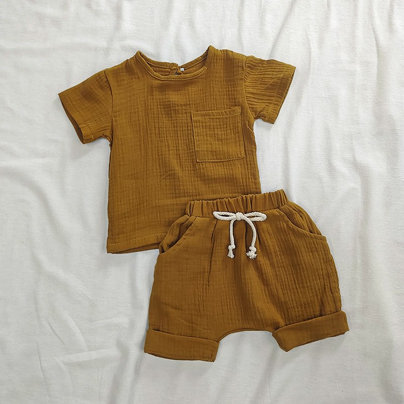 Organic Cotton Baby Clothes Set Summer Casual Tops Pants For Boys Girls Set Unisex Toddlers 2 Pieces Kids Baby Clothes Outifs