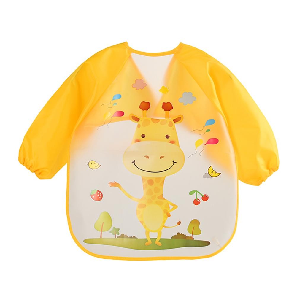 0-3Y Baby Bibs Cute Cartoon Animals Waterproof Children Colorful Bib Full Sleeve Bibs Children Apron Long Sleeve Feeding Bibs