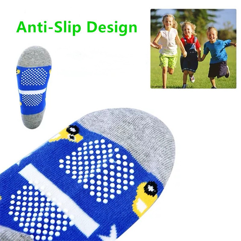 5 Pairs Non-slip Cute Cartoon Children Socks Spring Autumn Cotton Warm Breathable Boys Girls Absorb Sweat Sock for 0-8 Years