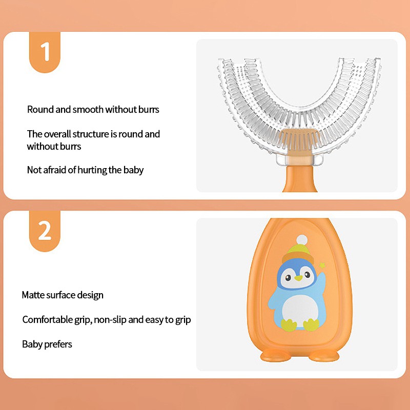 Baby Toothbrush 360 Degree U Shaped Baby Toothbrush Silicone Teether Kids Teeth Oral Care Cleaning Baby Products 2-12Y