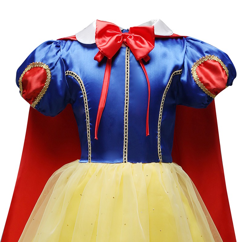 Girls Summer Princess Dress Fancy Snow White Puff Sleeve Dress Kids Birthday Party Fancy Dress Vestidos