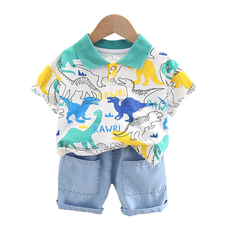 Boys Clothing Sets 2022 Summer Baby Tracksuit Kids Cartoon Dinosaur T Shirt Shorts Infant Clothes Outfits Child 2 Piece Suit