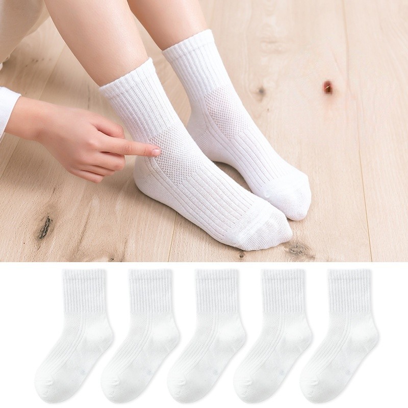 5pairs/lot Pure Color Soft Breathable Cotton Kids School Socks Girls Boys Casual Gray Black White Sports Children Socks