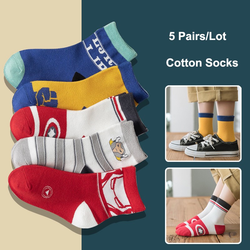 5 pairs soft cotton children socks cute cartoon print kids socks newborn baby boy socks casual girls boys socks 1 to 12 years