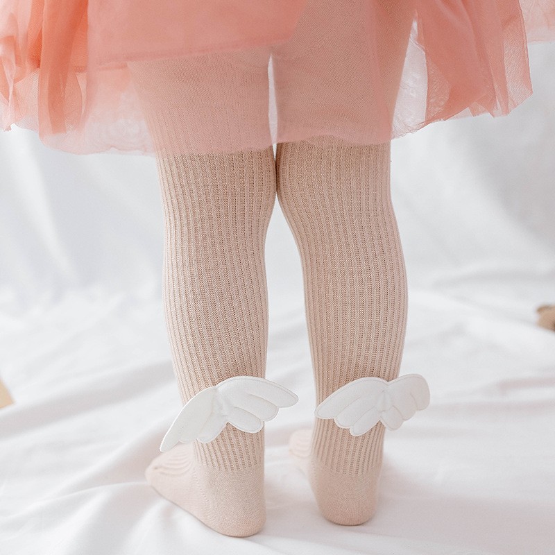 Girls Angel Wings Knitted Cotton Socks Baby Pantyhose 0-6 Years Autumn Winter