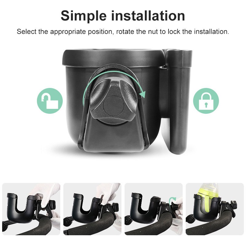 New Baby Stroller Cup Holder With Cell Phone Bag 2-in-1 Universal ABS Plastic Pram Baby Bottle Water Cup Holder