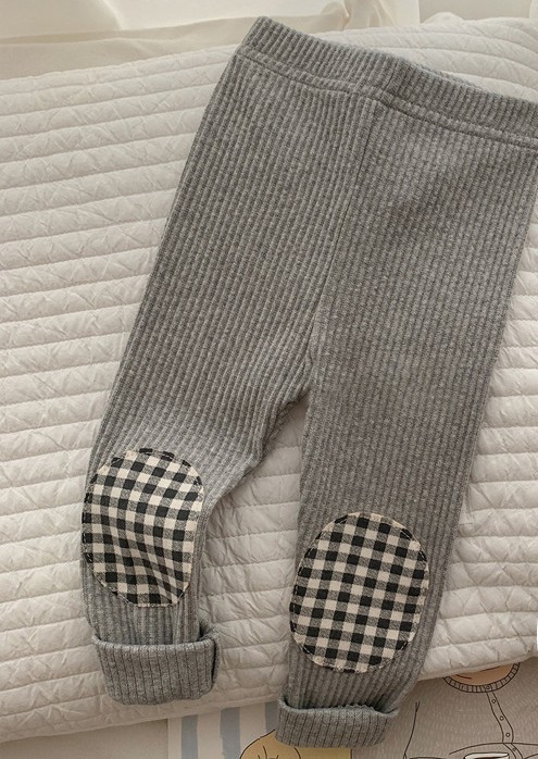 2022 Spring New Baby Girls Boys Cute Ribbed Cotton Trousers Infant Fashion Splicing Lattice Pants Newborn Baby Casual Leggings