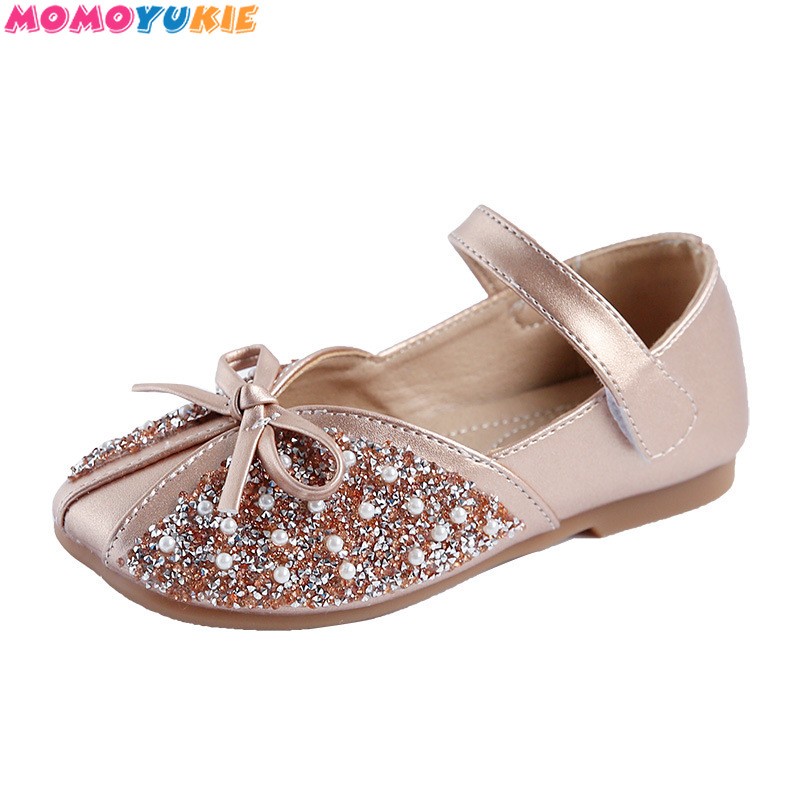 New Children Princess Shoes Baby Girls Flat Bling Leather Sandals Fashion Soft Sequins Kids Dance Party Shoes Sparkly