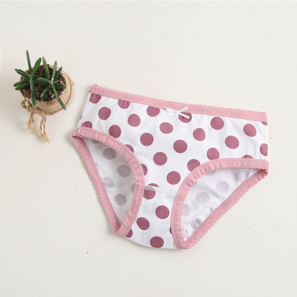 Girls Panties Kids Underwear Cotton Children's Briefs Wave Point Trellis Cartoon Short 4pcs/lot