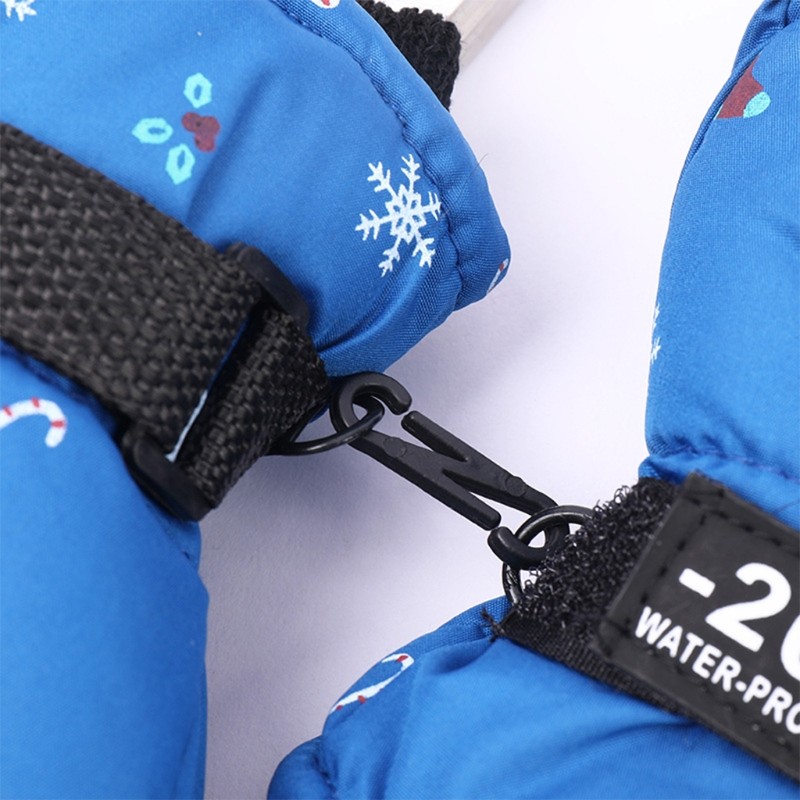 Winter Warm Ski Gloves Lovely Full Finger Gloves Snowboard Gloves Christmas Pattern Fleece Padded Glove for Kids