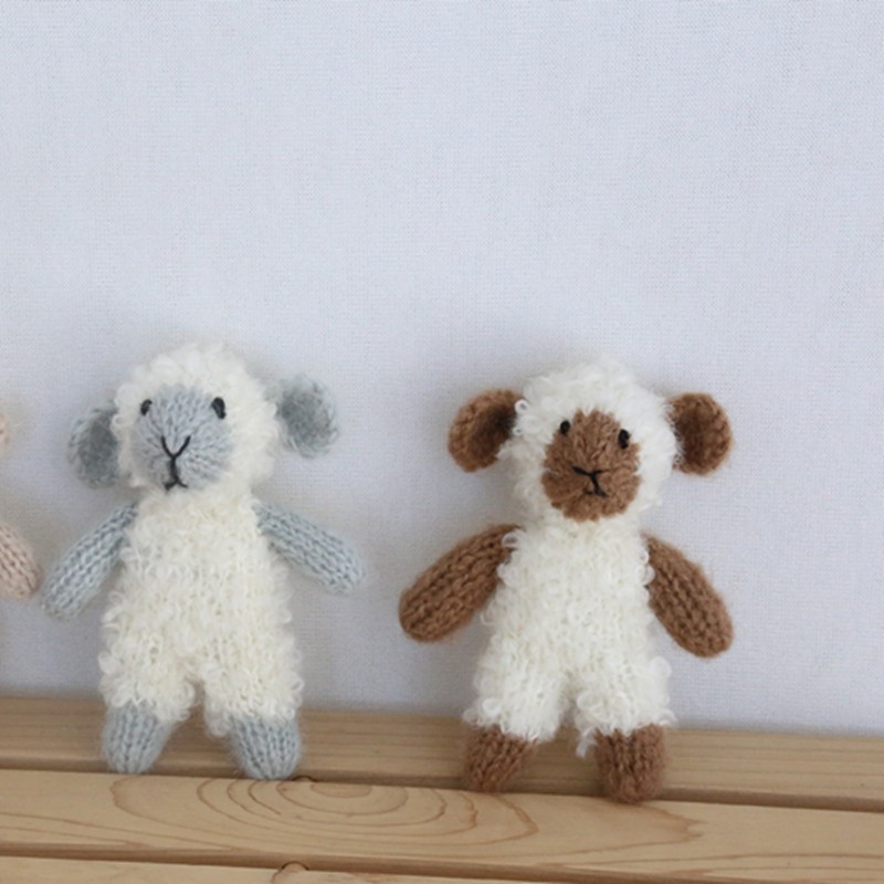 Newborn Photography Accessories Crochet Sheep Toy Amigurumi Sheep Knit Moahir Stuffed Animals Photo Studio Accessories