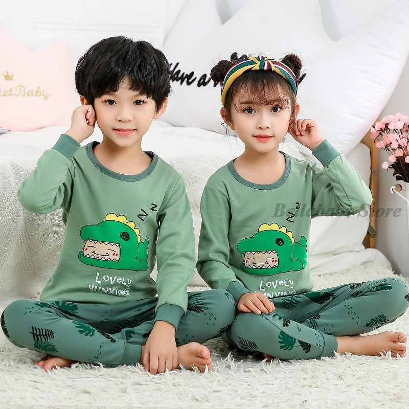 Baby Boy Girl Pajama Sets Korean Spring Pajamas For Kids Sleepwear Set Cotton Cartoon Cow Night Outfits Autumn Children Clothes