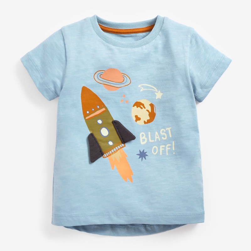 Little maven 2022 baby boys summer clothes kids cotton T-shirt lovely cartoon space fashion tops for children 2-7year