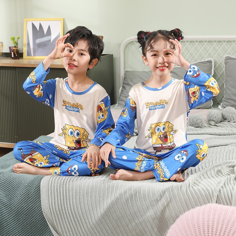 Newborn Kids Boys Girls Pajama Sets Cartoon Casual Long Sleeve Cute T-shirt Tops With Pants Toddler Baby Autumn Sleeping Clothes