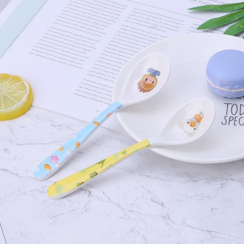 1pc Baby Spoon Straight Head Feeding Training Cutlery Flatware Tableware Infant Children Kids Safe Feeder Learning Supplies