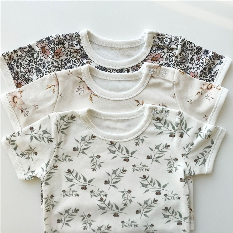 Newborn Baby Girl Boy Clothes Summer Floral Cotton Baby Clothes Sets Short Sleeve Tops T-shirt + Shorts 2pcs Baby Outfits