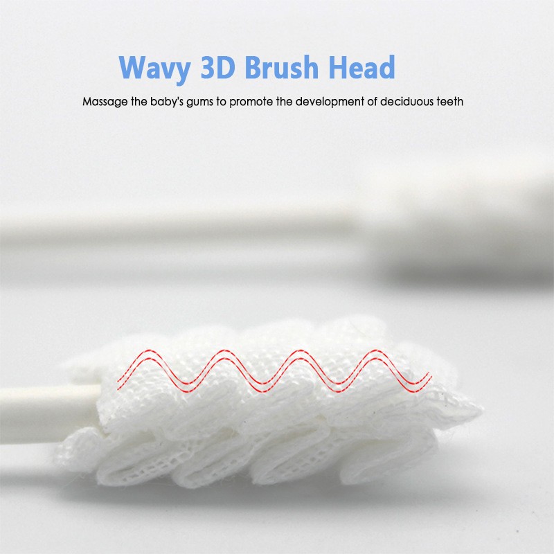 30pcs Disposable Baby Toothbrush Paper Applicator Handle Tongue Cleaner Gauze Cleaner Independent Package Tongue Brush Baby Care