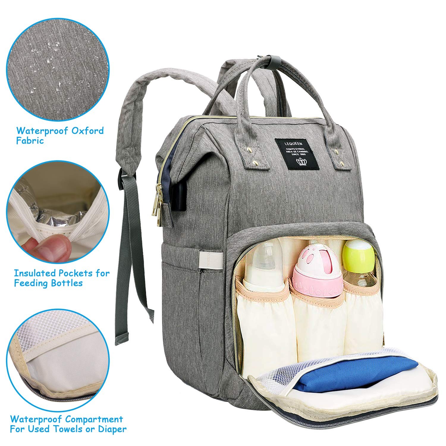 Maternity Backpack Bag, Waterproof for Kids, Large Capacity, Stroller USB Interface