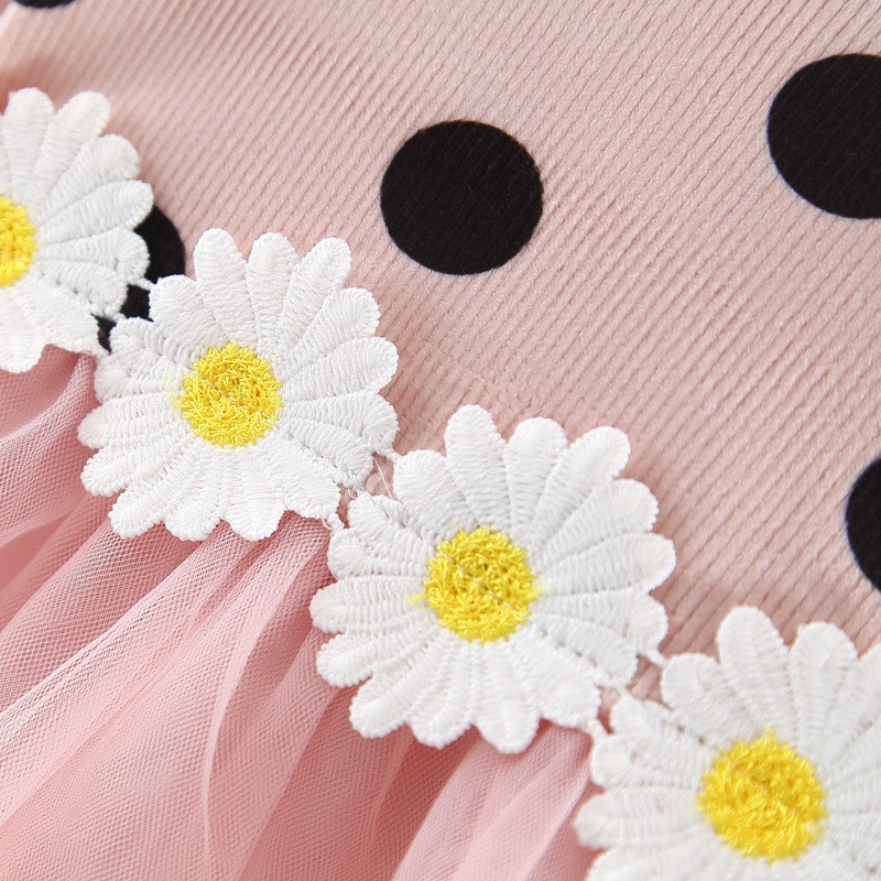 Spring Autumn Infant Baby Girls Dress Cotton Long Sleeve Baby Dress Polka Dot Daisy Flower Baby Autumn Clothes