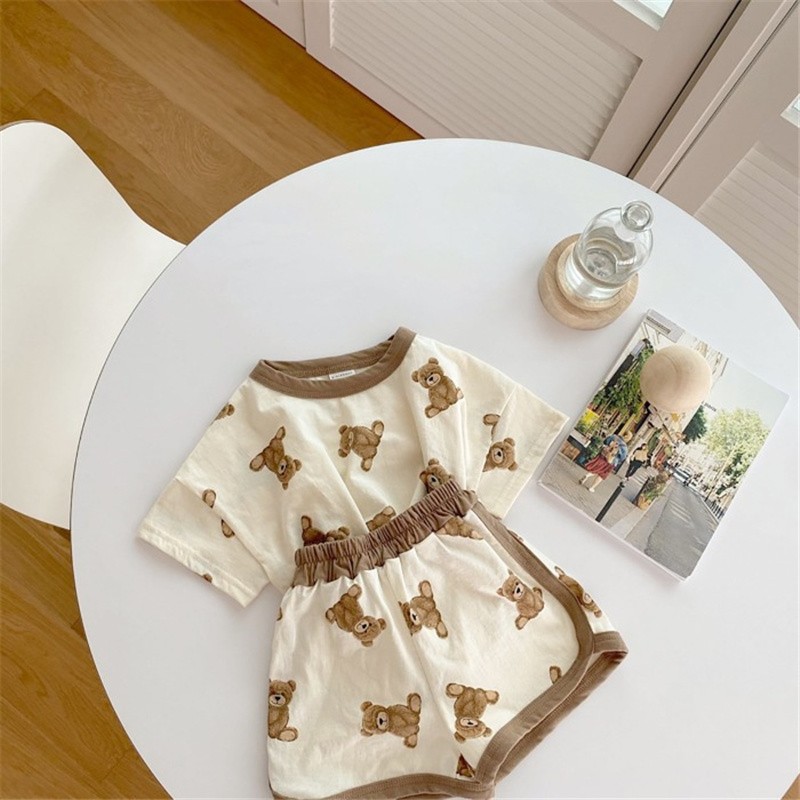 Baby Boys and Girls Summer Clothes Soft Cotton Baby Short Sleeve Tops + Pants 2 Pieces Baby Clothing Sets