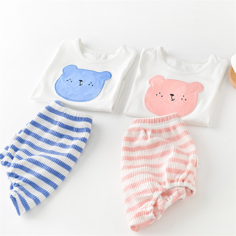 Infant clothing sets 2022 summer girl boy T-shirt shorts 2pcs suit baby kids outfits cartoon bear cotton baby clothes