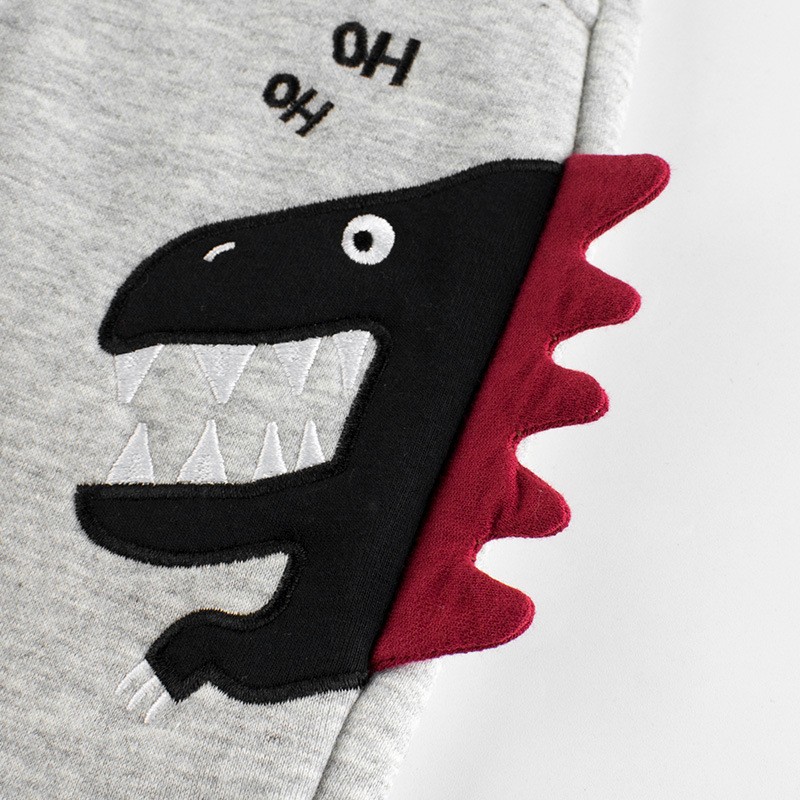 Autumn Winter Kids Pants Cartoon Dinosaur Warm Cotton Boys Jogger Pants Children Sweatpants