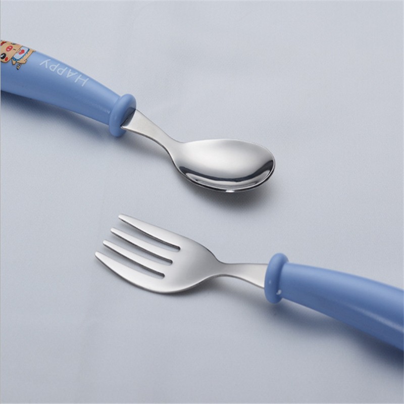 Baby gadgets cutlery set children utensils stainless steel baby dinnerware cutlery cartoon infant food feeding spoon fork