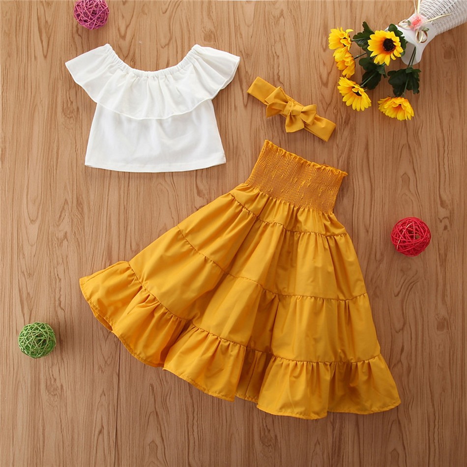 Summer Children Girls Dress Ribbed Knitted Girls Ruffles Princess Dresses Casual Teenage Daily Kids Clothes 1-4Y JYF