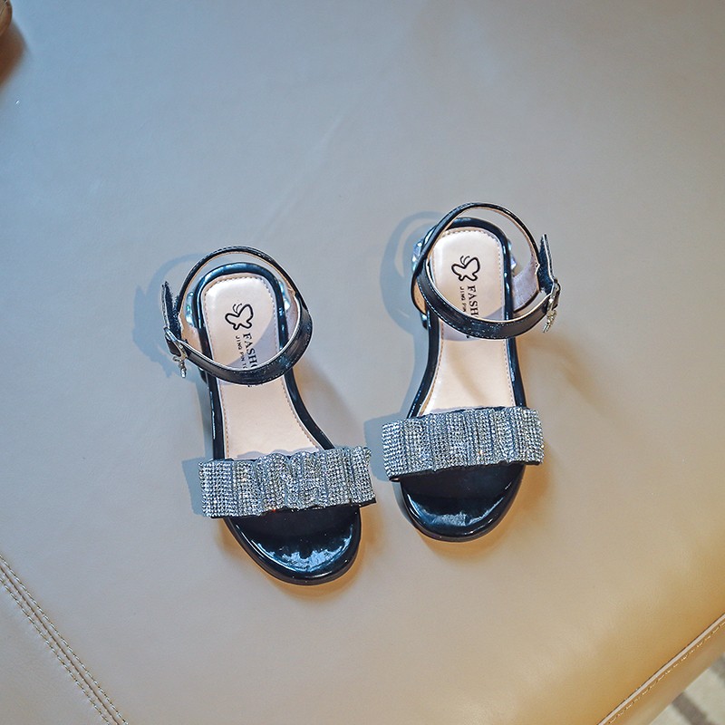 Summer 2022 Fashion Student Girls Sandals New Rhinestone Embroidery Princess Sandals Beach Shoes Wholesale A1223