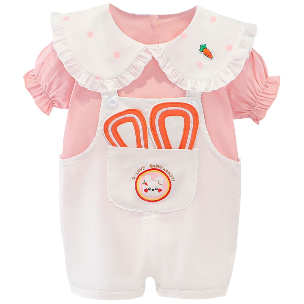 2022 Summer Fashion Cute Baby Girls Clothing Sets Baby Boy Casual Clothes T-shirt Rabbit Overalls Children Kids Clothes