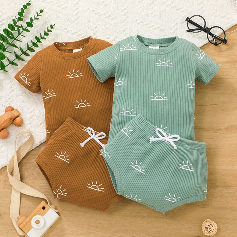 Summer Newborn Infant Baby Girls Ribbed Romper Triangle Pants Solid Color Baby Sets Toddler Outfits 0-18 Months For Baby