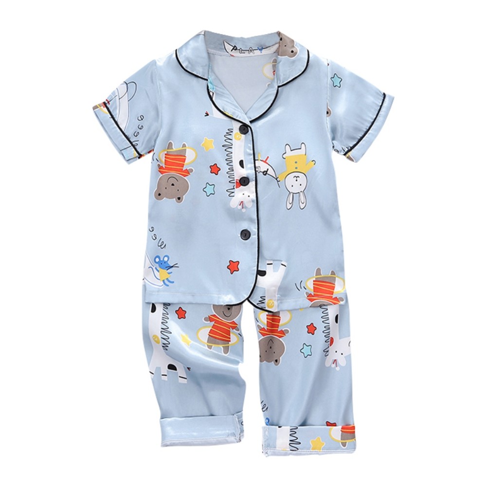 Summer 2pcs/set Kids Boys Short Sleeve Tops+Pants Sleepwear Cartoon Pajamas Home Children Girls Set 2-7 Years Kids