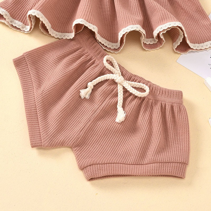 MILANCEL 2022 summer baby set baby girl solid color o-neck short-sleeved shorts suit infant clothing