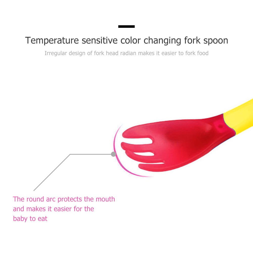 Children spoon and fork baby safety temperature sensor children feeding dishes kitchen spoons for kids