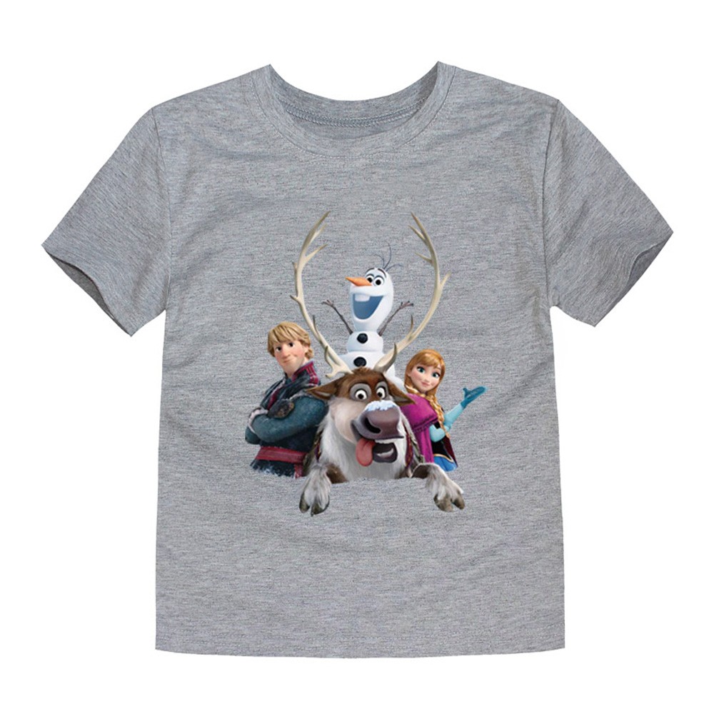 Disney Cartoon T-shirt for Boys Teens Children Summer Tops Girls Frozen Tees Anna and Elsa Cosplay T-shirt Olaf T-shirt