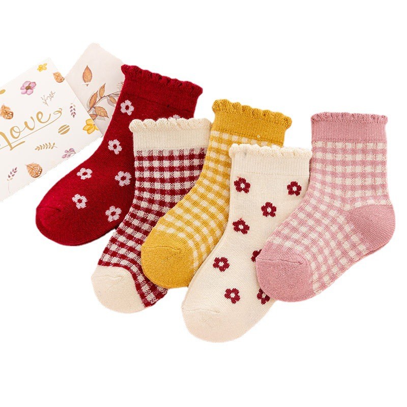 New 2021 5 Pairs Baby Socks Boys Girls Round Socks Fashion Comfortable Cotton Sock Baby Sock Clothes Gift Baby Socks