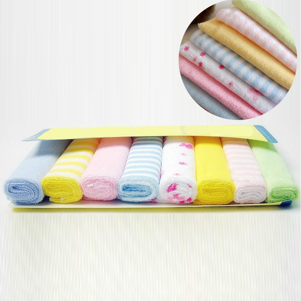 8pcs Multifunctional Cotton Blend Baby Durable Lightweight Portable Square Soft Home Thin Bath Towel